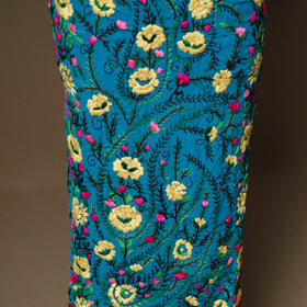 Blue - 3pc hand embroidery georgette unstitched phulkari