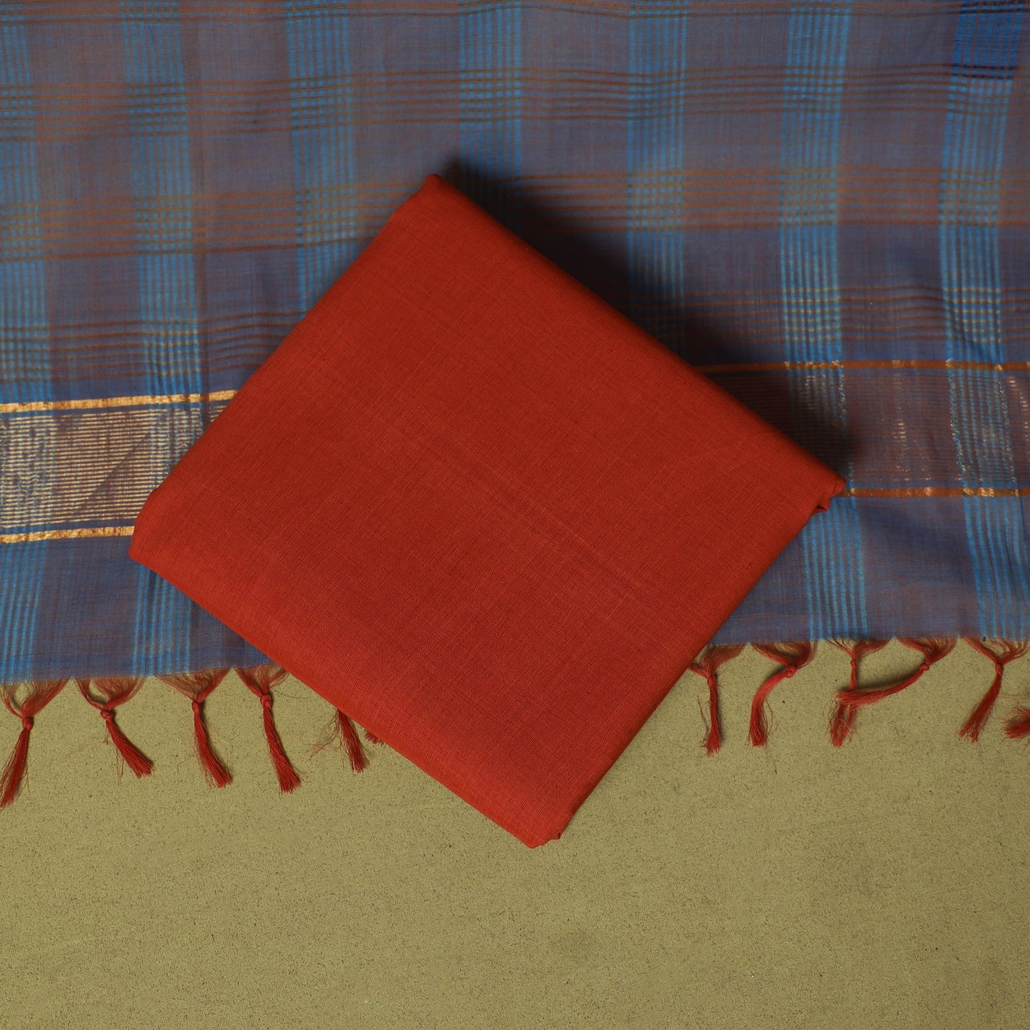 Blue - 3pc handloom cotton mangalagiri dress material 05