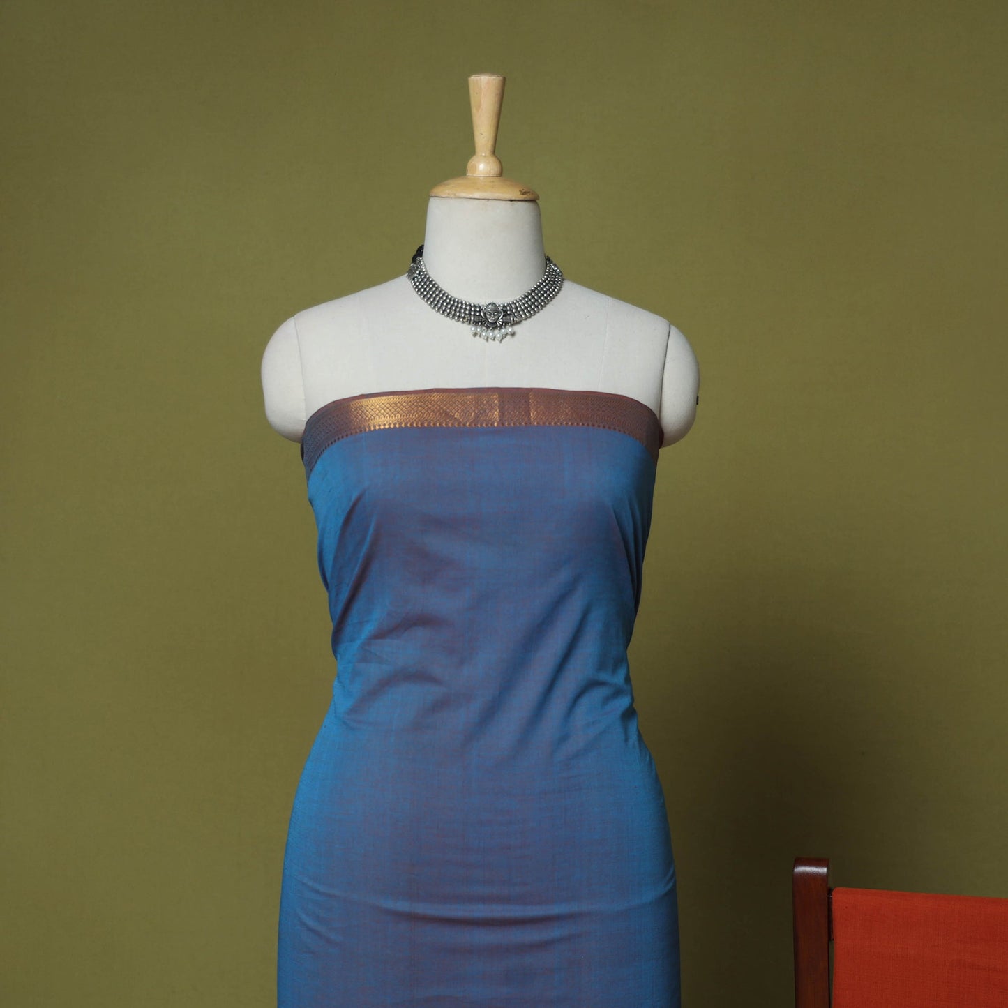 Blue - 3pc handloom cotton mangalagiri dress material 05