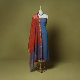 Blue - 3pc handloom cotton mangalagiri dress material 05