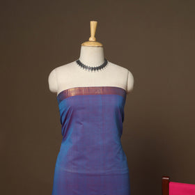 Blue - 3pc handloom cotton unstitched mangalagiri dress