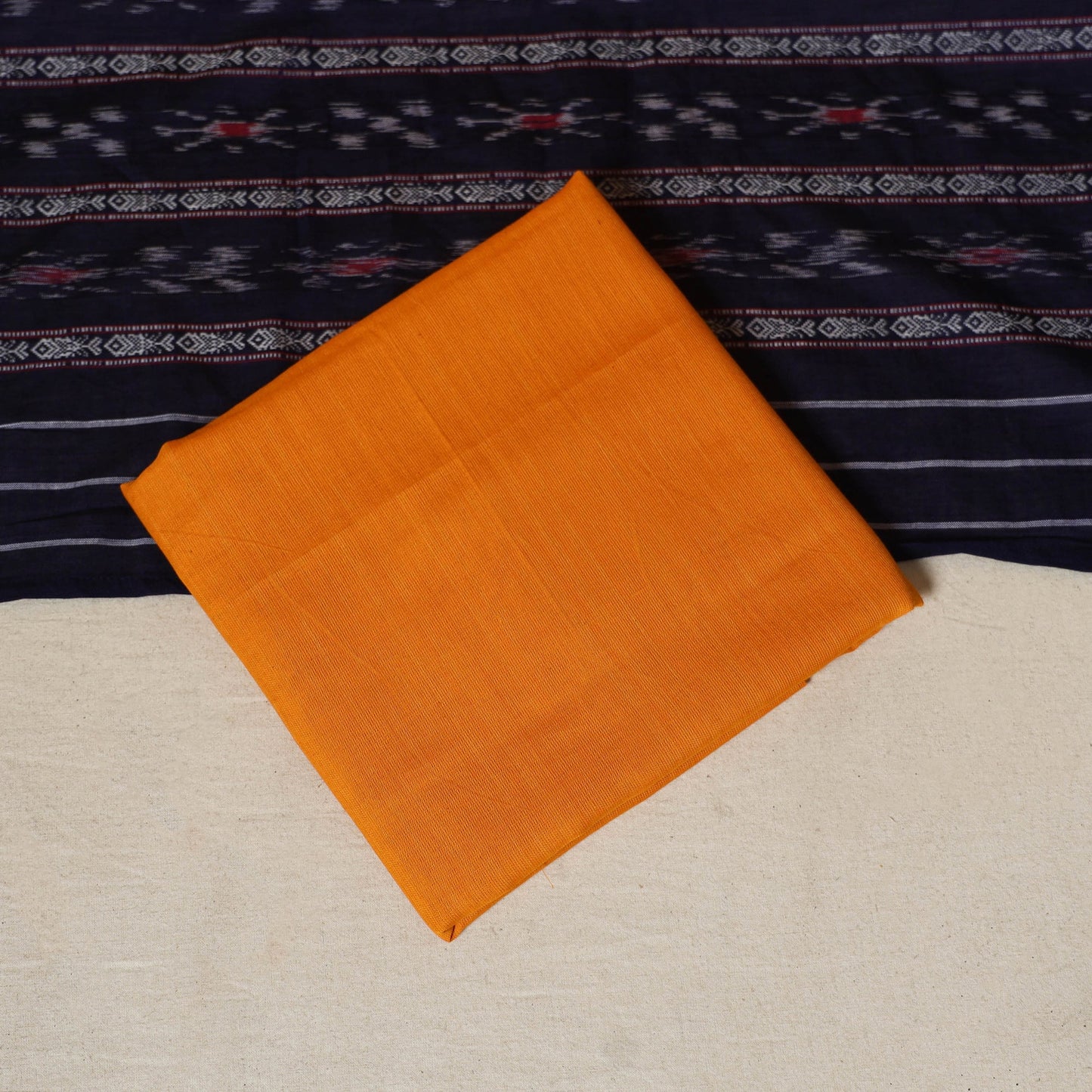 Blue - 3pc handloom cotton unstitched sambalpuri dress