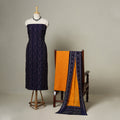 Blue - 3pc handloom cotton unstitched sambalpuri dress