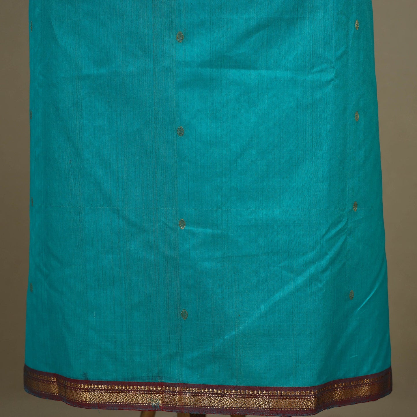 Blue - 3pc Handloom Nakshi Zari Unstitched Chanderi Silk Dress Material 