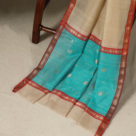 Blue - 3pc Handloom Nakshi Zari Unstitched Chanderi Silk Dress Material 