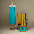 Blue - 3pc Handloom Nakshi Zari Unstitched Chanderi Silk Dress Material 
