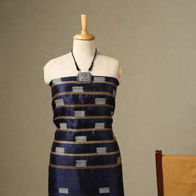 Blue - 3pc handloom tussar silk bhagalpuri unstitched dress