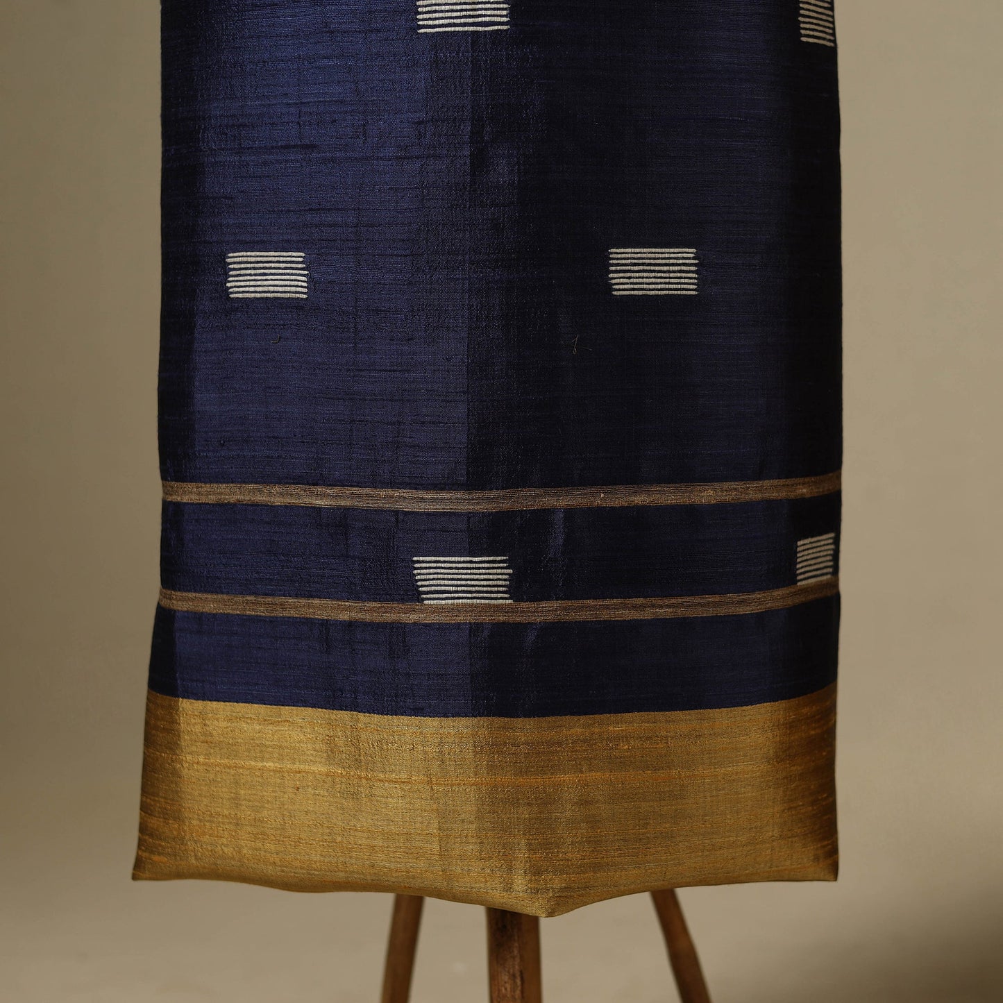 Blue - 3pc handloom tussar silk bhagalpuri unstitched dress