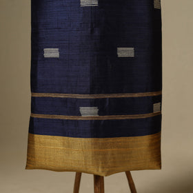Blue - 3pc handloom tussar silk bhagalpuri unstitched dress
