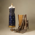 Blue - 3pc handloom tussar silk bhagalpuri unstitched dress