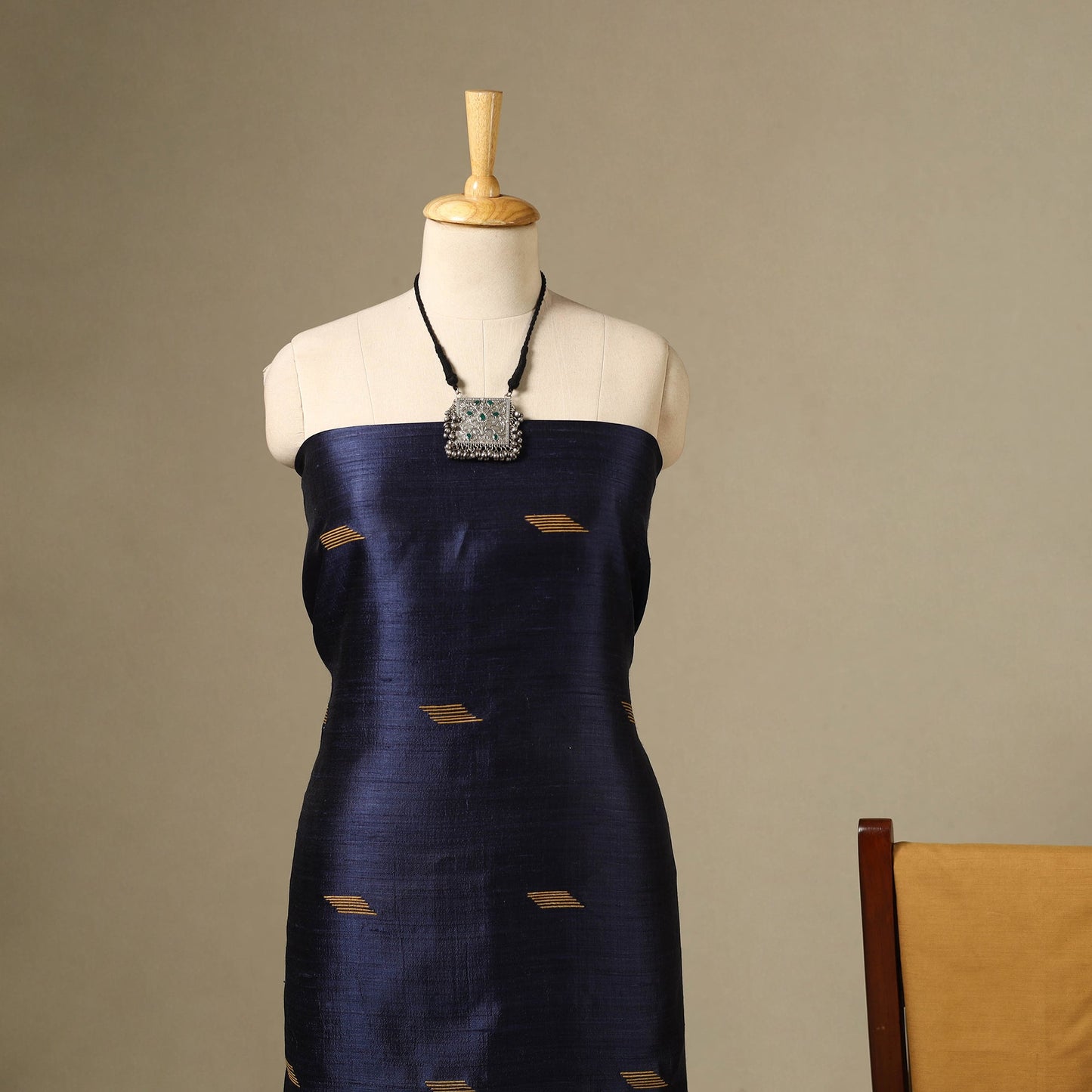 Blue 3pc Handloom Tussar Silk Bhagalpuri Dress Material