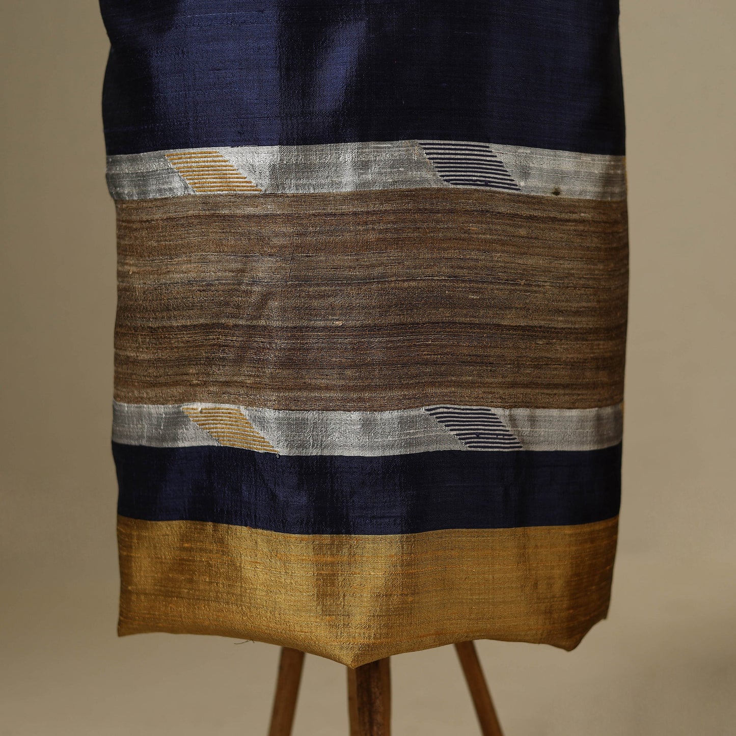Blue 3pc Handloom Tussar Silk Bhagalpuri Dress Material