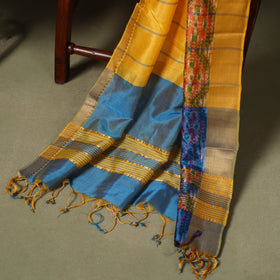 Blue - 3pc handloom unstitched mangalagiri dress material