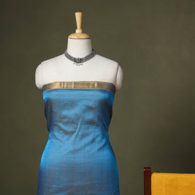 Blue - 3pc handloom unstitched mangalagiri dress material