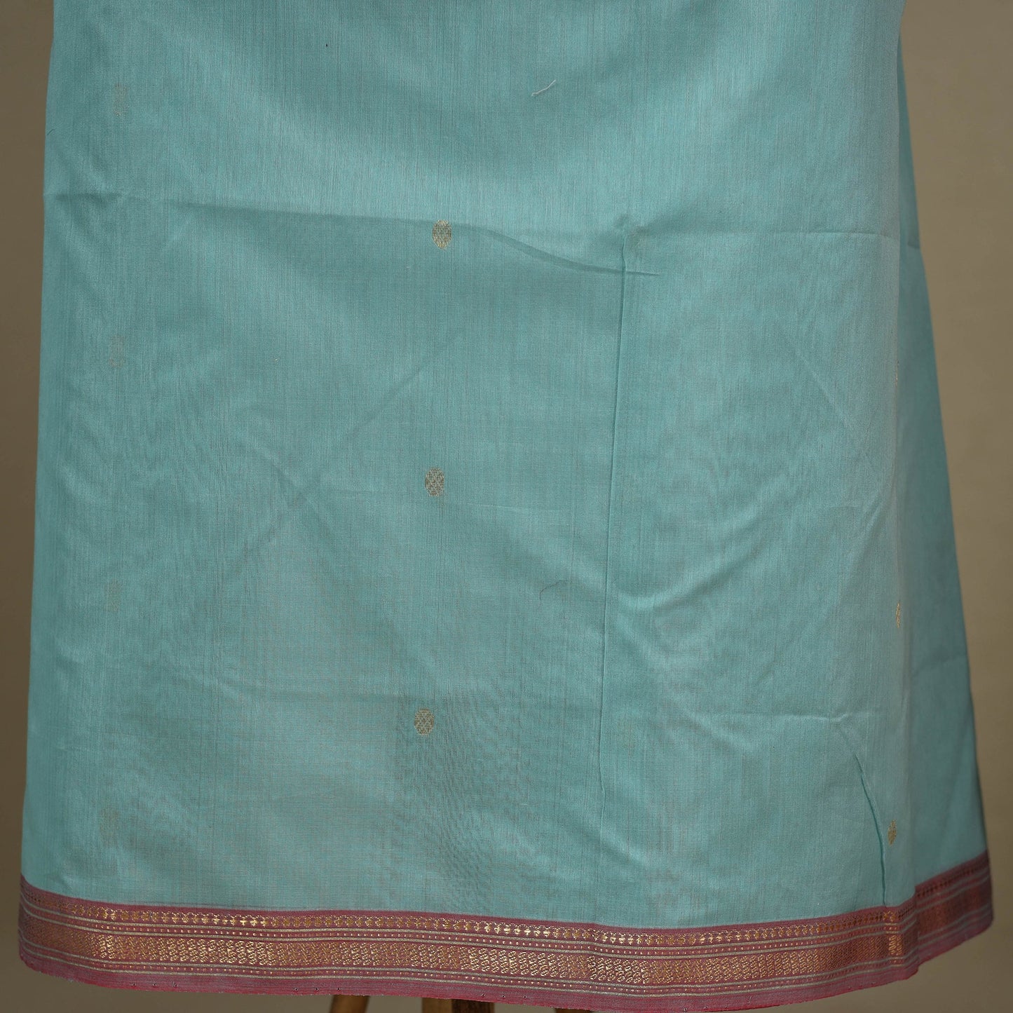 Blue - 3pc Handloom Zari Buti Unstitched Chanderi Silk Dress Material 