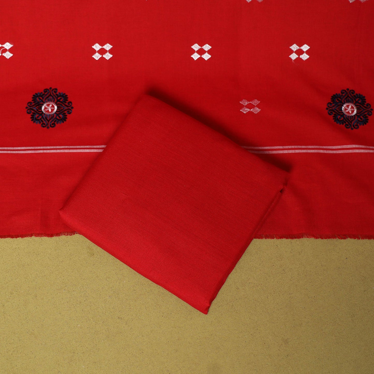 Blue - 3pc ikat handloom cotton unstitched sambalpuri dress