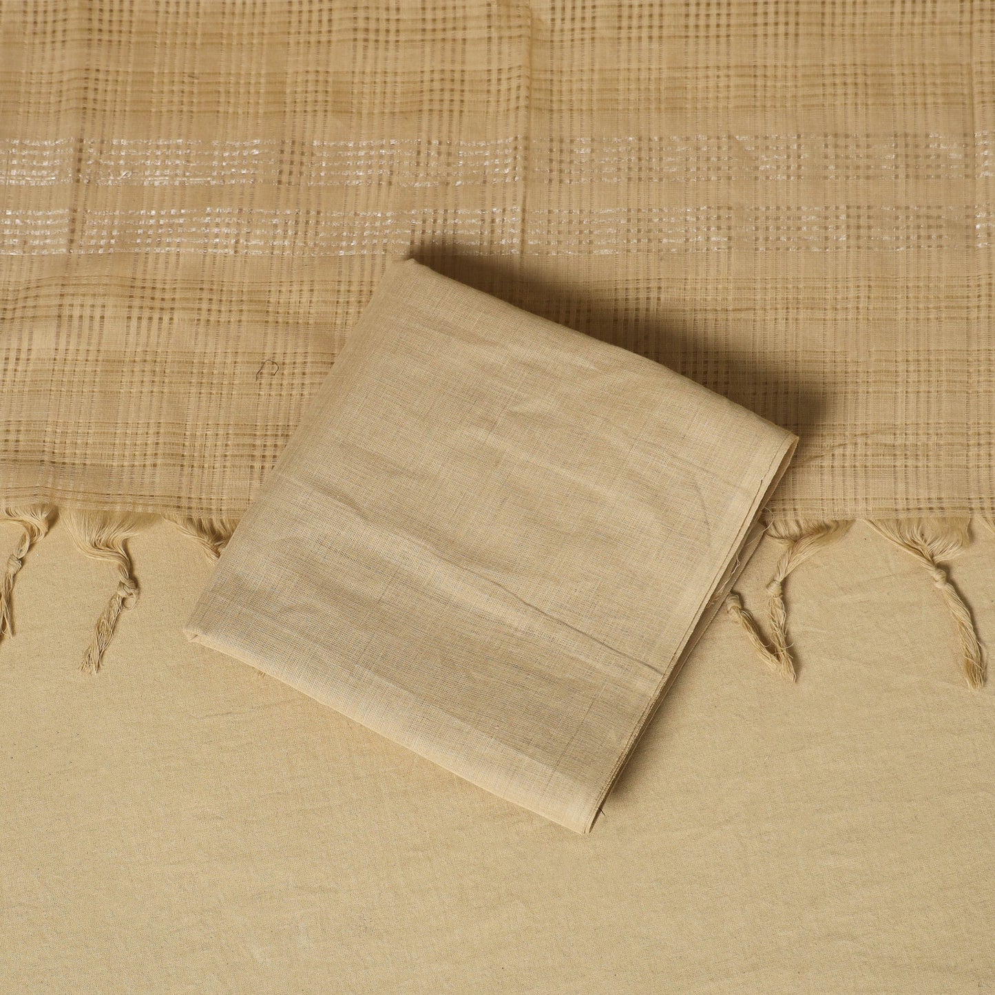 Blue - 3pc karnataka weave cotton unstitched khun dress