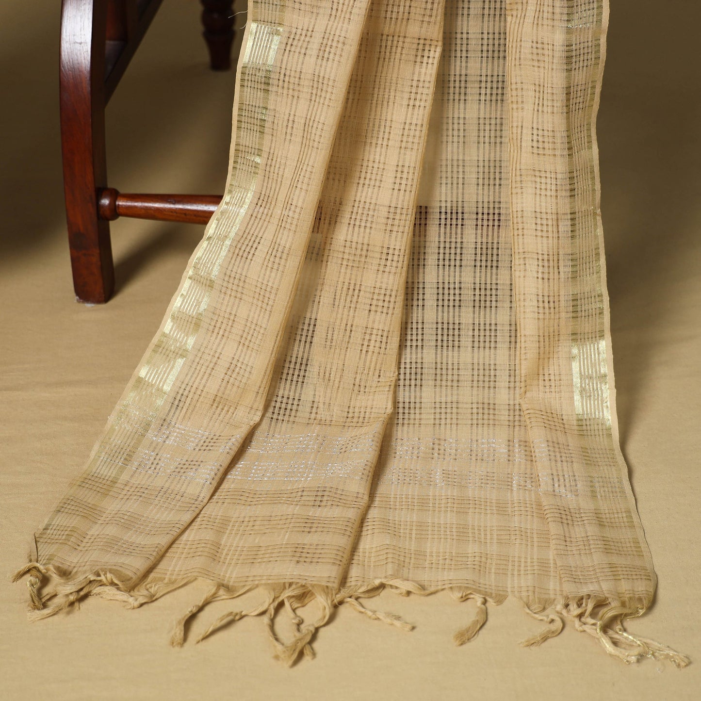 Blue - 3pc karnataka weave cotton unstitched khun dress