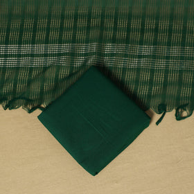 Blue - 3pc karnataka weave cotton unstitched khun dress