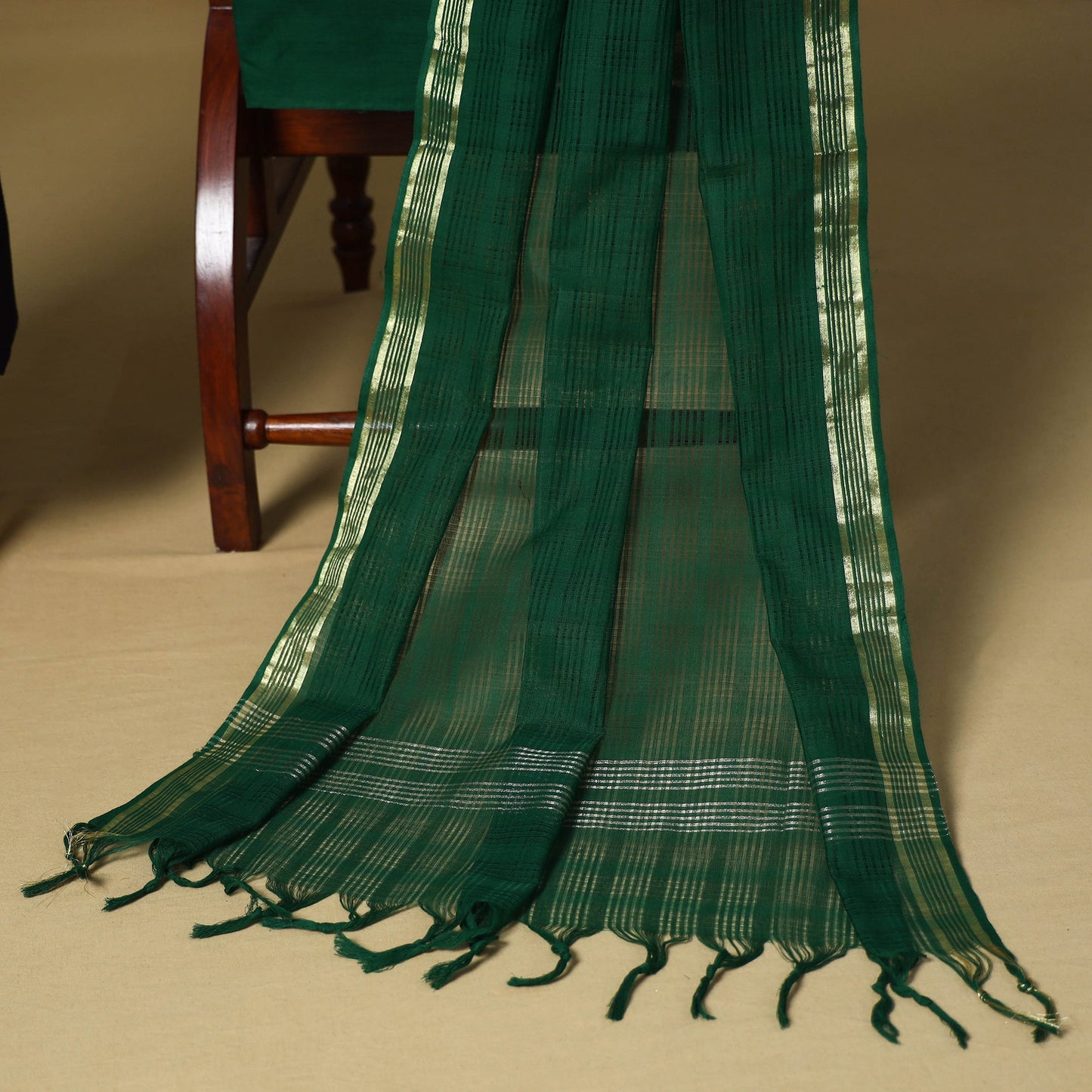 Blue - 3pc karnataka weave cotton unstitched khun dress