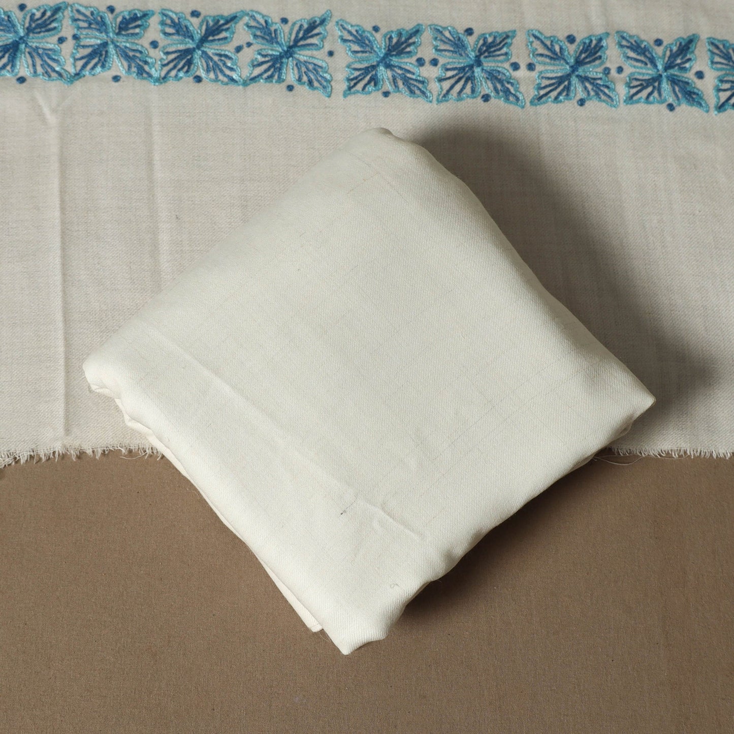 Blue - 3pc kashmiri merino wool unstitched heavy sozni hand