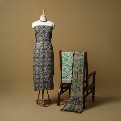 3pc kota doria cotton bagru unstitched dress material 28