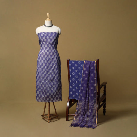 3pc kota doria cotton bagru unstitched dress material 63