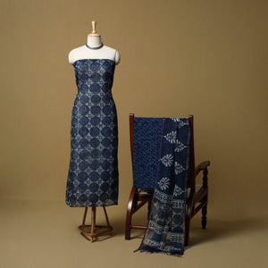 3pc kota doria cotton indigo bagru unstitched dress