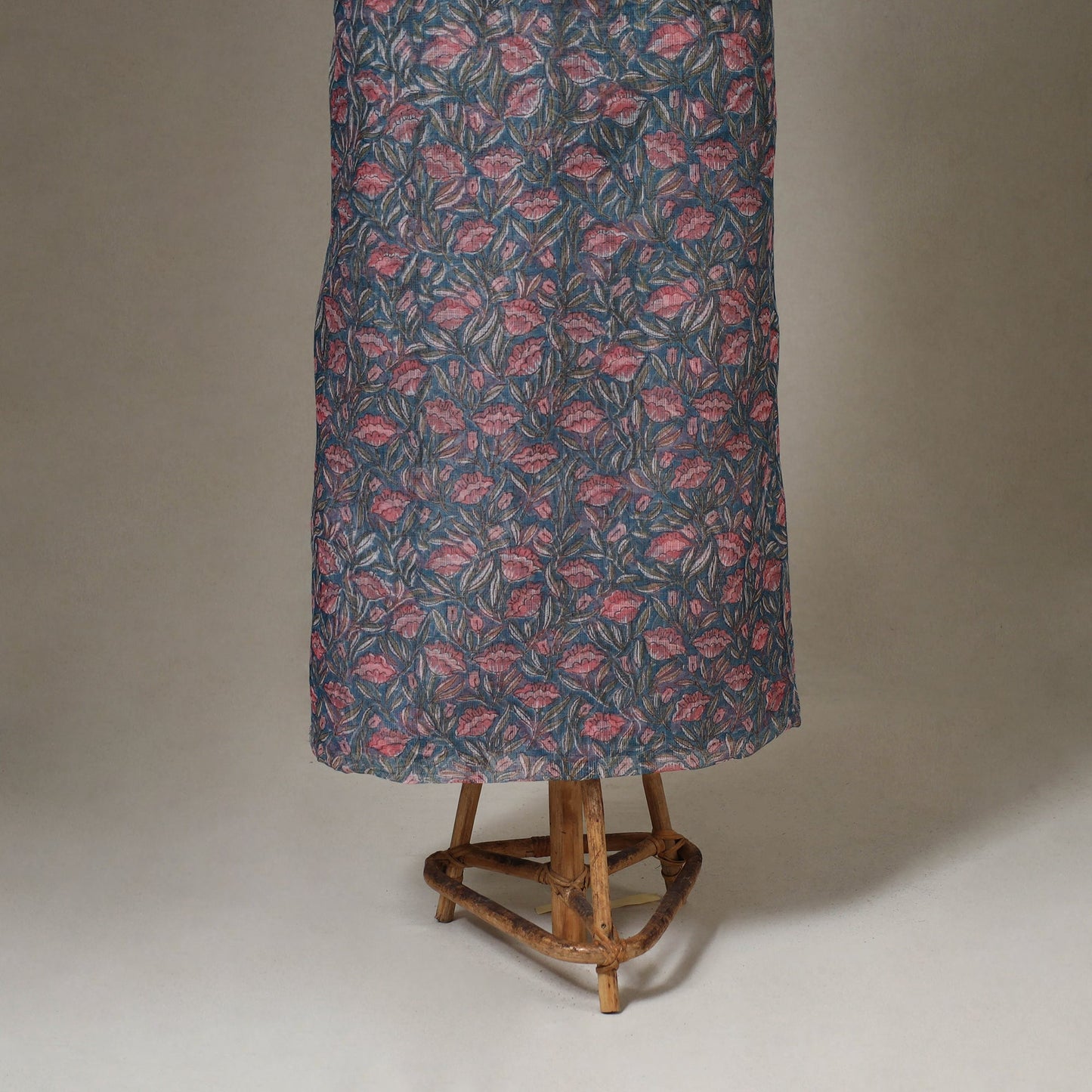 Blue 3pc Block Print Kota Doria Cotton Sanganeri Dress Material