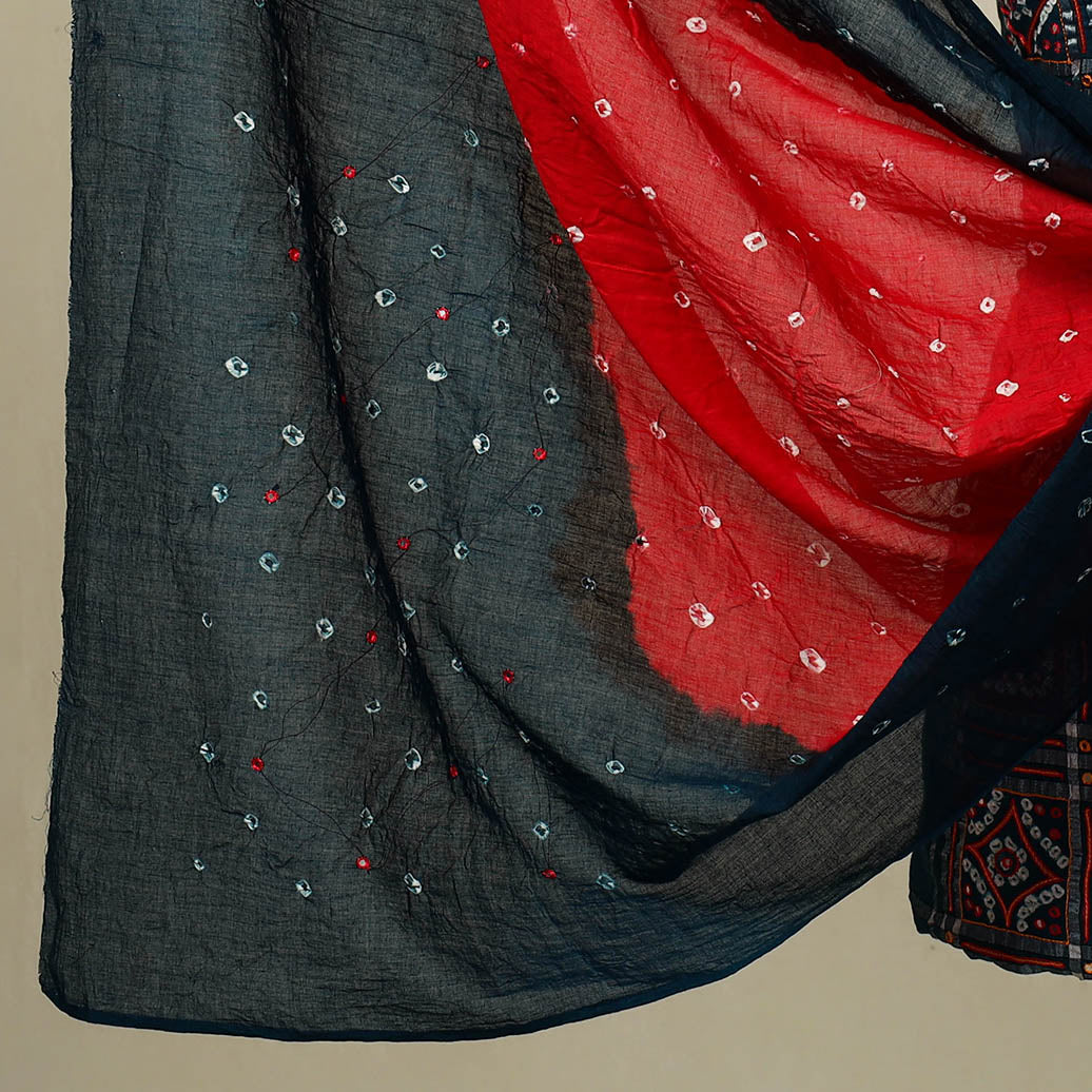 3pc Blue Kutch Cotton Sequins Work Bandhani Dress Material