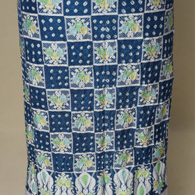 Blue - 3pc kutch tie-dye dupion silk unstitched bandhani