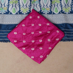 Blue - 3pc kutch tie-dye dupion silk unstitched bandhani