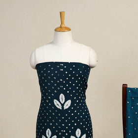 Blue 3pc Kutch Tie-Dye Satin Cotton Bandhani Dress Material