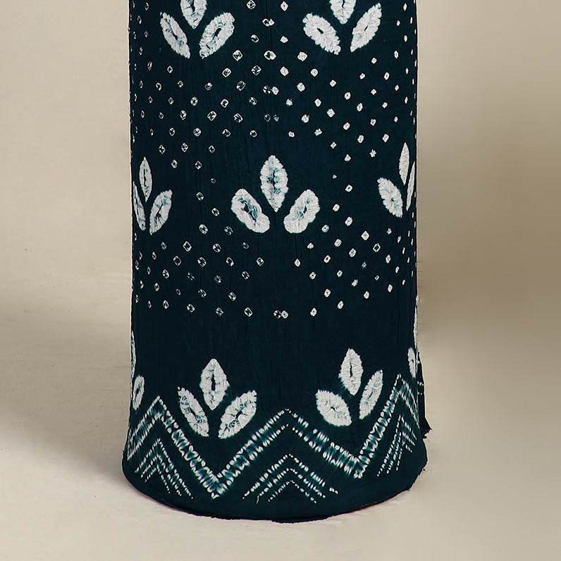 Blue 3pc Kutch Tie-Dye Satin Cotton Bandhani Dress Material