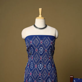 Blue - 3pc kutch tie-dye satin cotton bandhani unstitched