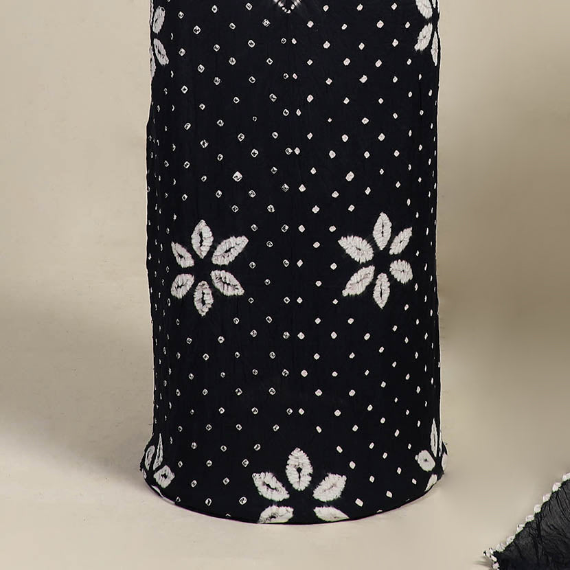 Blue 3pc Kutch Tie-Dye Satin Cotton Bandhani Dress Material