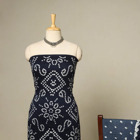 Blue - 3pc kutch tie-dye satin cotton unstitched bandhani