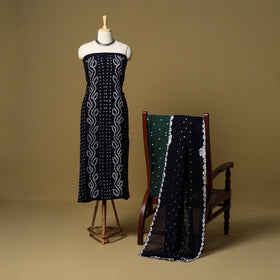 3pc kutch tie-dye satin cotton unstitched bandhani dress