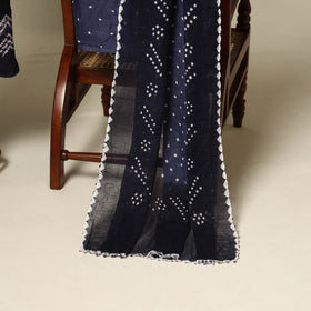 Blue - 3pc kutch tie-dye satin cotton unstitched bandhani