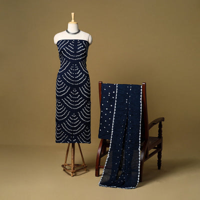 3pc kutch tie-dye satin cotton unstitched bandhani dress