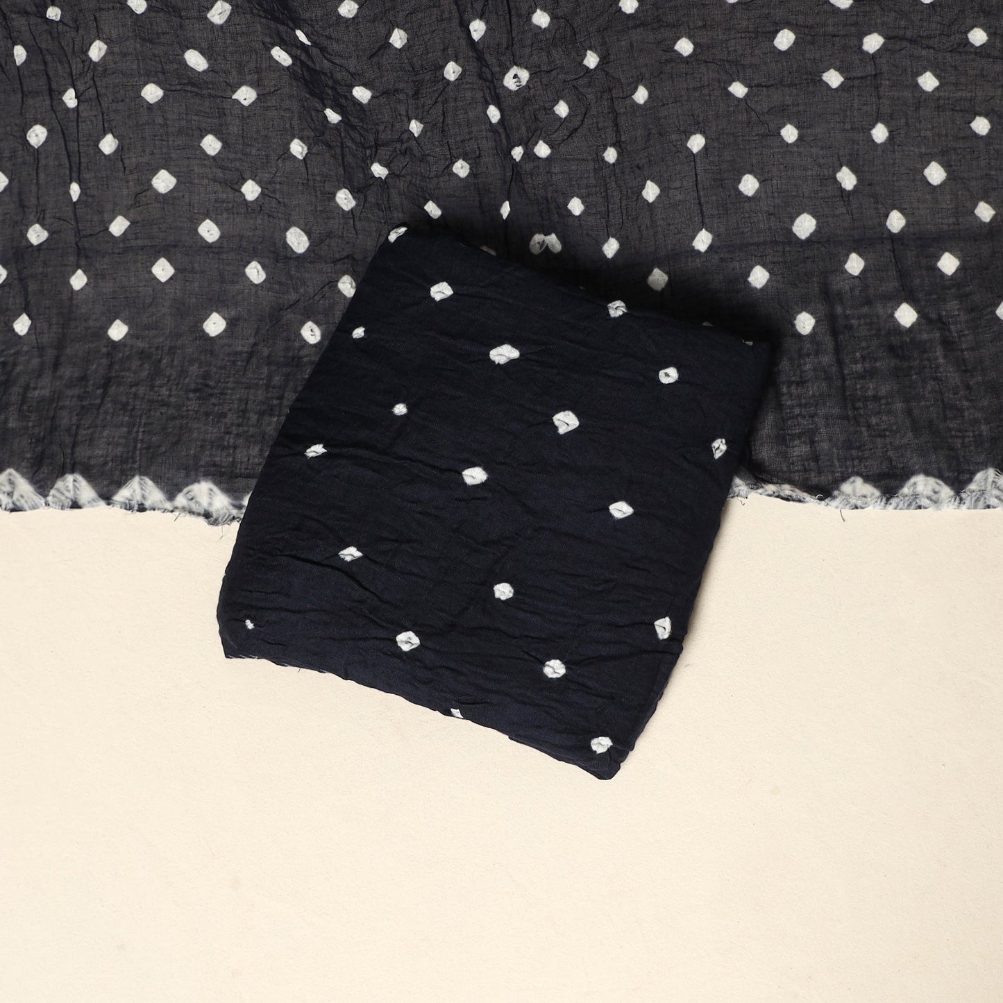 Blue - 3pc kutch tie-dye satin cotton unstitched bandhani