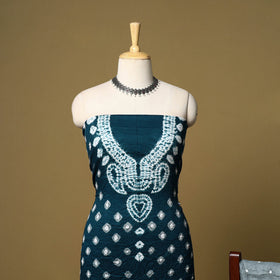 3pc kutch tie-dye satin cotton unstitched bandhani dress