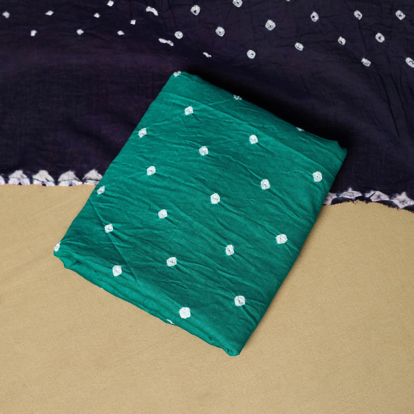 3pc kutch tie-dye satin cotton unstitched bandhani dress