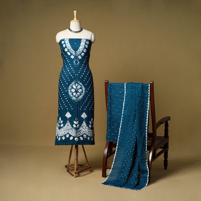 3pc kutch tie-dye satin cotton unstitched bandhani dress