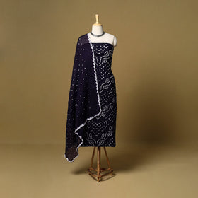 3pc kutch tie-dye satin cotton unstitched bandhani dress