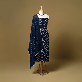 3pc kutch tie-dye satin cotton unstitched bandhani dress