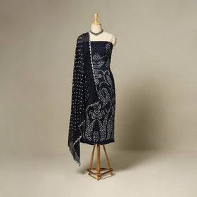 Blue - 3pc kutch tie-dye satin cotton unstitched bandhani