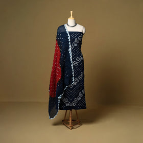 3pc kutch tie-dye satin cotton unstitched bandhani dress