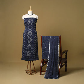 3pc kutch tie-dye satin cotton unstitched bandhani dress