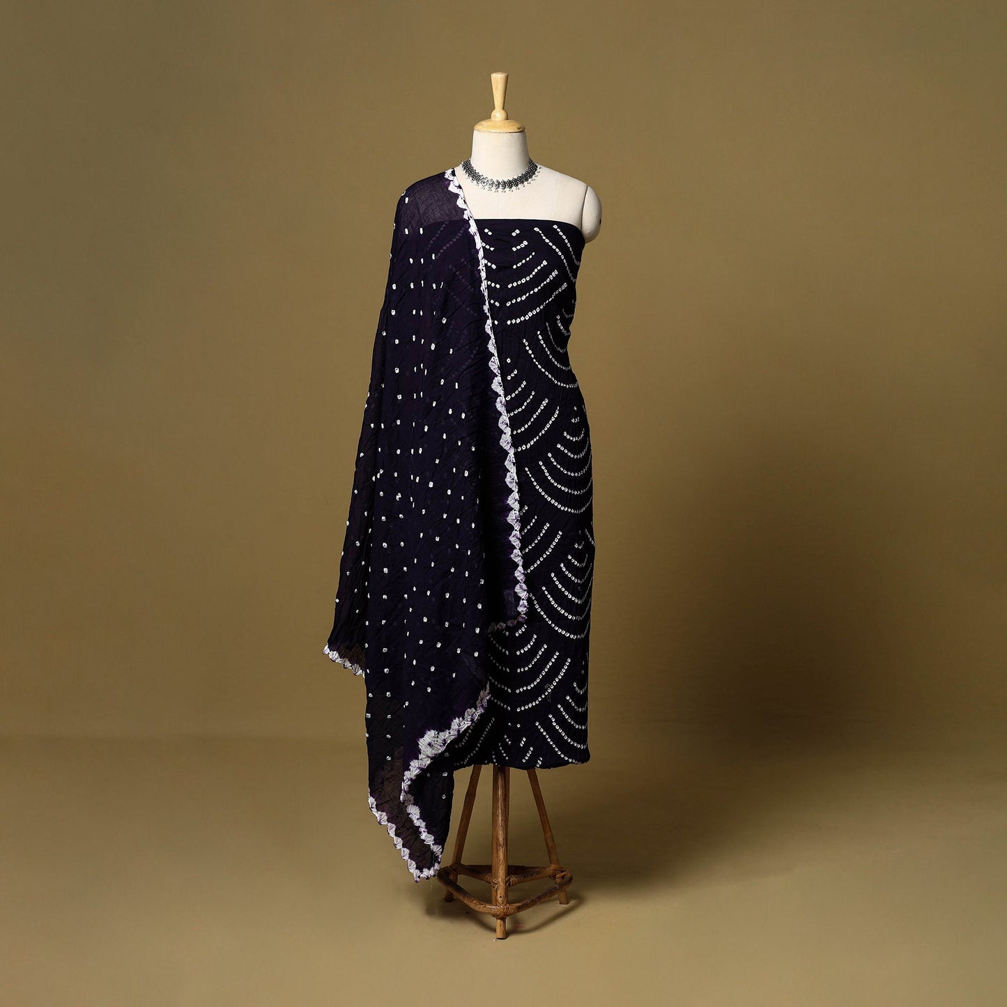 3pc kutch tie-dye satin cotton unstitched bandhani dress